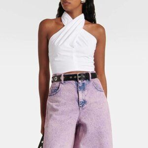 Staud Kai Smocked Crop Top in White Size XS NWT